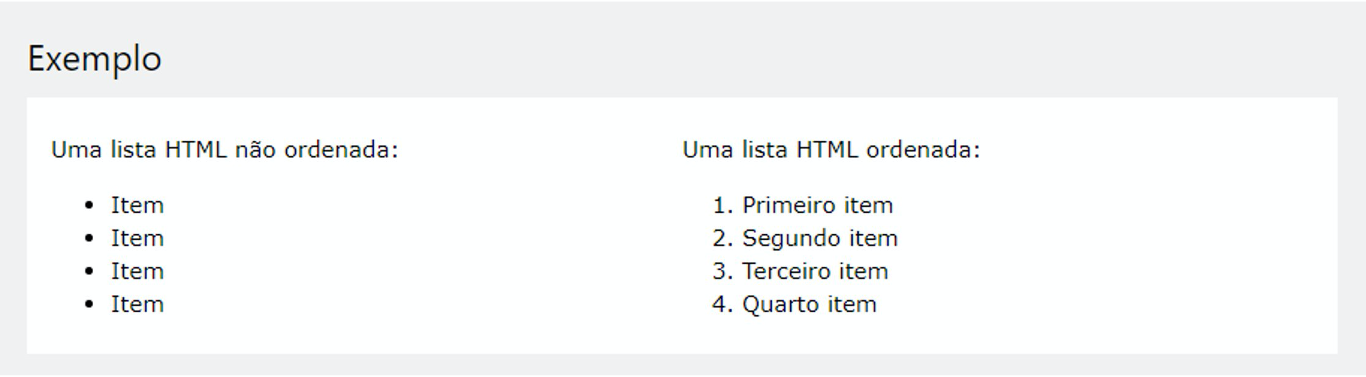 exemplo visual explicando as listas